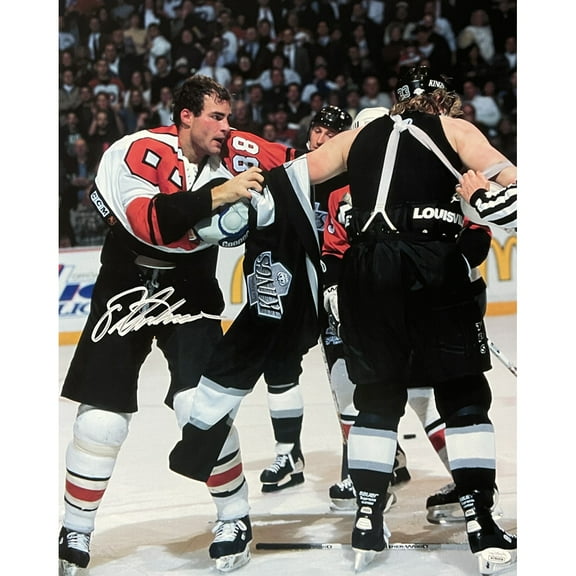 Eric Lindros Signed Philadelphia Flyers 16x20 Fight Photo vs McSorely JSA Holo