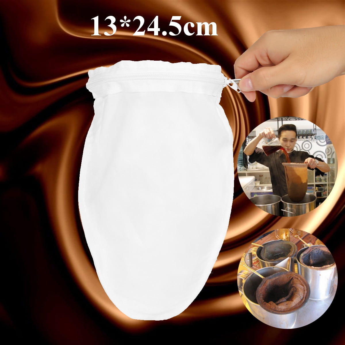 5" Large Thai Tea Cloth Filter Sock Strainer Traditional Coffee Infuser