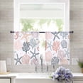 thumbnail image 4 of Sheer Curtains 54 Inches Long, Green Pink Coral Starfish Seahorse Shell Light Filtering Window Curtains for Living Room, Coastal Ocean Rod Pocket Voile Sheer Curtain Drapes, 52"W x 54"L, 2 Panels, 4 of 9