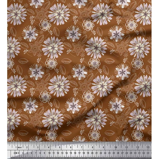 Soimoi Poly Georgette Fabric Artistic Floral Decor Fabric Printed Yard 42 Inch Wide