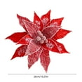 thumbnail image 3 of 10Inch Christmas Poinsettia Glitter Decor Artificial Snowy Velvet Flowers Christmas Poinsettia Flowers Picks with Stems for Christmas Tree Ornament DIY Wreath Xmas Party Supplies, 3 of 6