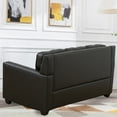 thumbnail image 3 of Gewnee 80" Faux Leather Sofa Counches,3-Seater Sofa with Nailhead Trim and Square Arms for Living Room,Black, 3 of 8