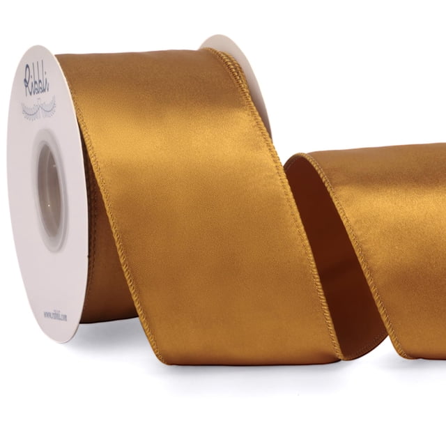 Cinta decorativa Ribbli, oro envejecido satinado, 6,35 cm x 18,3 m
