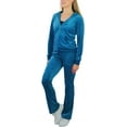 thumbnail image 3 of ToBeInStyle Women's Velour Tracksuit Zip-Up Hooded Jacket and Matching Pants, 3 of 9