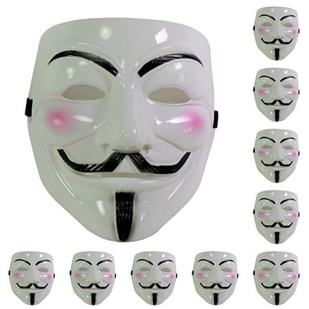 Set of 10 White V for Vendetta Guy Fawkes Anonymous Costume Cosplay Masks New