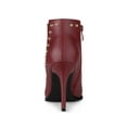 thumbnail image 4 of BLISSFUL STEP Women's Pointed Toe Zipper Stiletto High Heel Ankle Boots Burgundy 9.5, 4 of 8