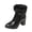 Black, variant on Brown Ladies Winter Ankle Boots With Mid Heel Pointed Toe Closed Comfortable Fleece Lined Casual Outdoor Indoor Plus Size Short Boots