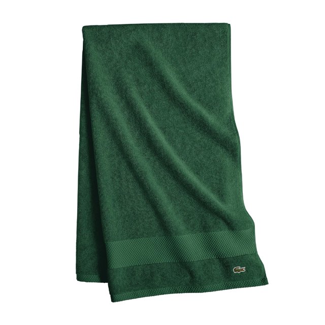 Toalla de baño Lacoste Heritage, 100% algodón Supima, color verde cocodrilo