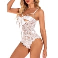thumbnail image 4 of LilyLLL Womens Erotic Crotchless Bodysuit Underwear Bowknot Lace Lingerie Nightwear, 4 of 5