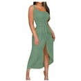 thumbnail image 2 of Vetsdori Womens Sleeveless Midi Dresses Summer Slip Dress Plain Casual Pleated Tank,Boat Neck Beach Dress for Junior Outfits, 2 of 5