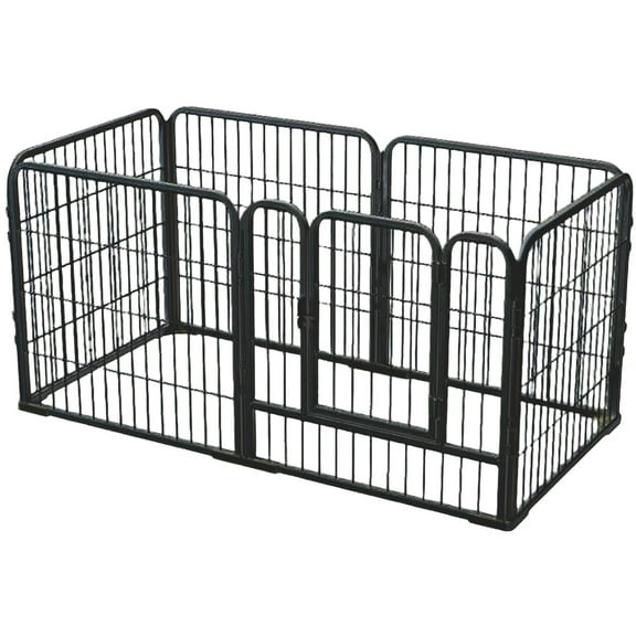Dog Playpen Puppy Pen, Heavy Duty Dog Fence with Door, Safe and Sturdy Dog pens, Easy Assemble for Outdoor Indoor pet playpen (6 Panels , Black)