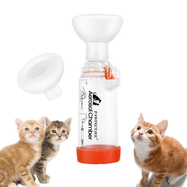 PAWFECTJEE- Espaciador inhalador para Gatos Mejorado con 2 máscaras de Silicona Nebulizador portátil para Gatos y Perros Eficaz