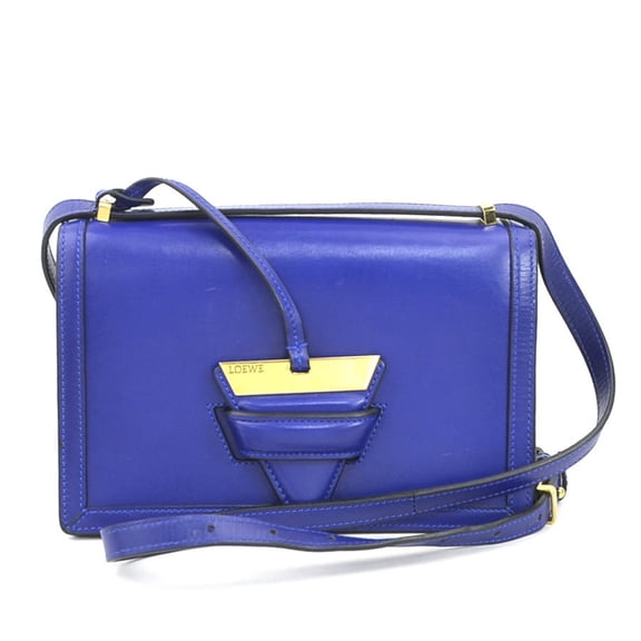 Pre-Owned LOEWE Barcelona Leather Shoulder Bag, Blue, Women's, 56175a