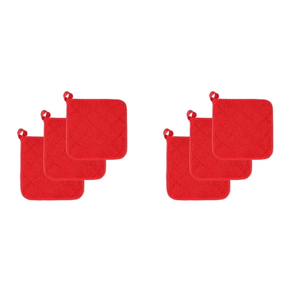 UJMNHYGT 6 PCS Pot Holders for Kitchen, Cotton Pot Holders with Great Heat Resistant Hot Pads Trivets 7.09 Inch Terry Cloth for Oven Cooking Baking Pans