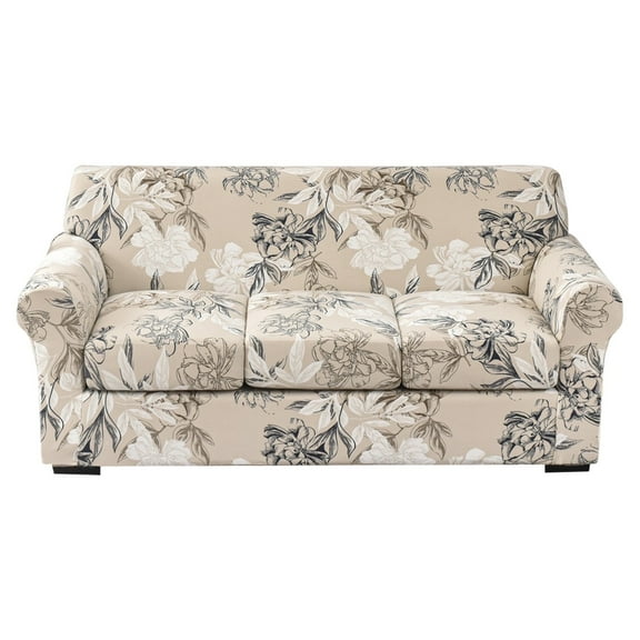 Visit the EUWBSSR Store 4 Pieces Stretch Sofa Cover 3 Seater Couch Cover Printed Sofa Slipcover with 3 Separate Cushion Covers Washable Sofa Slip Covers for Living Room Home with Pets and Kids
