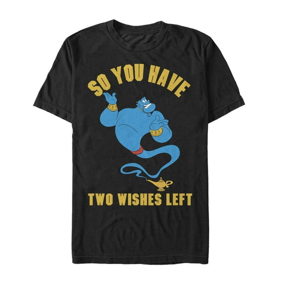 Men's Aladdin Genie Two Wishes Left  Graphic Tee Black 2X Large