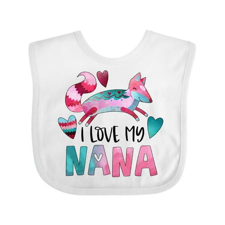 

Inktastic I Love My Nana Pink and Blue Fox with Hearts Gift Baby Boy or Baby Girl Bib