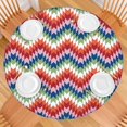 thumbnail image 2 of Colorful Geometric Chevron Pattern Round Fitted Tablecloth with Elastic Edge,Dining Table Cover Waterproof,Outdoor Round Tablecloth for Camping,Dining,Indoor and Outdoor, 2 of 7