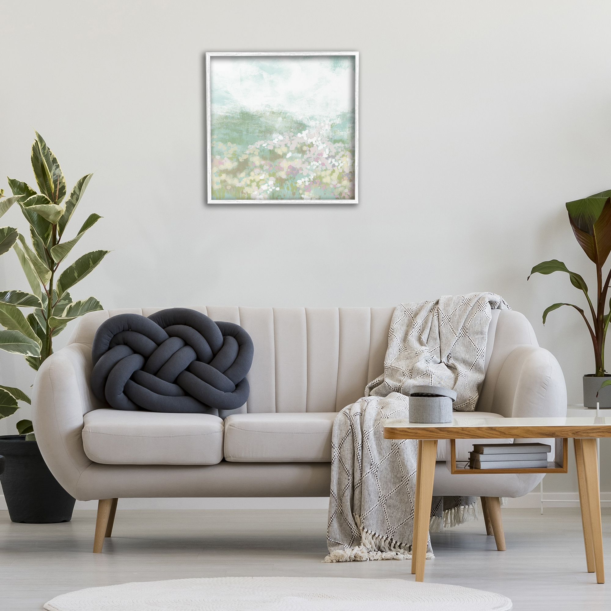 Stupell Industries Rural Countryside Impression Landscape Painting White Framed Art Print Wall Art, 24 x 24