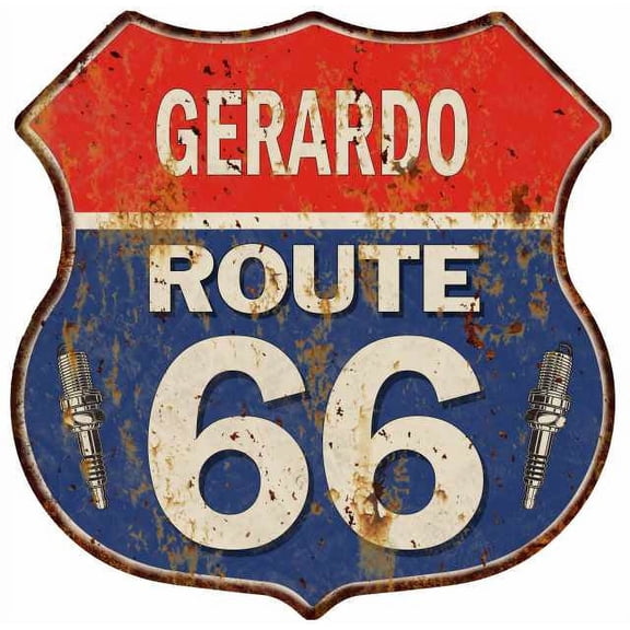 GERARDO Route 66 Sign Shield Metal Gift Man Cave Gift 211110002405