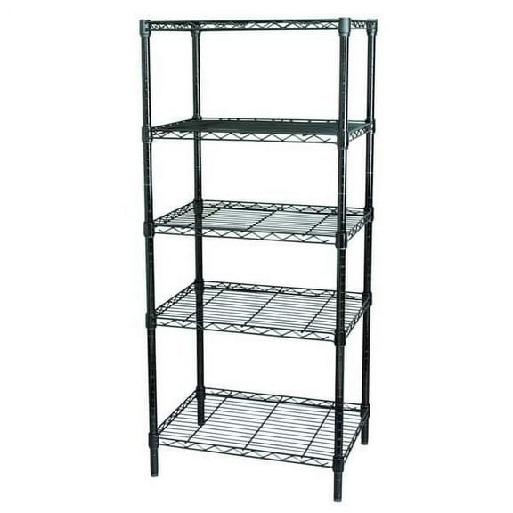 Wire Shelving Unit, 18"D x 48"W x 63"H, 5 Shelves, Black