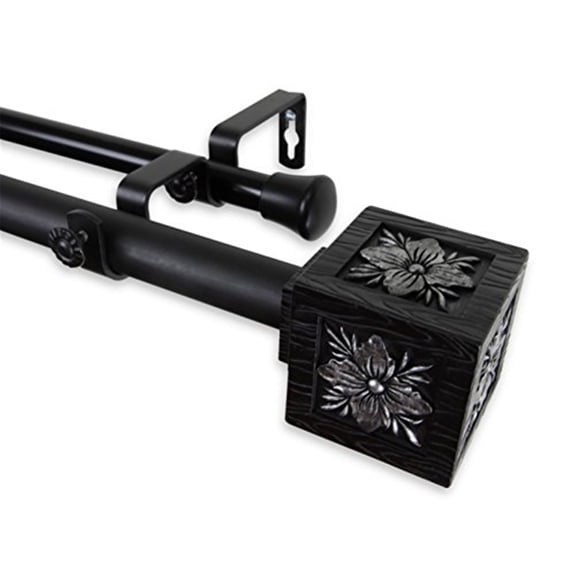 Ophelia 1 inch Double Curtain Rod 160-240 Inch - Black