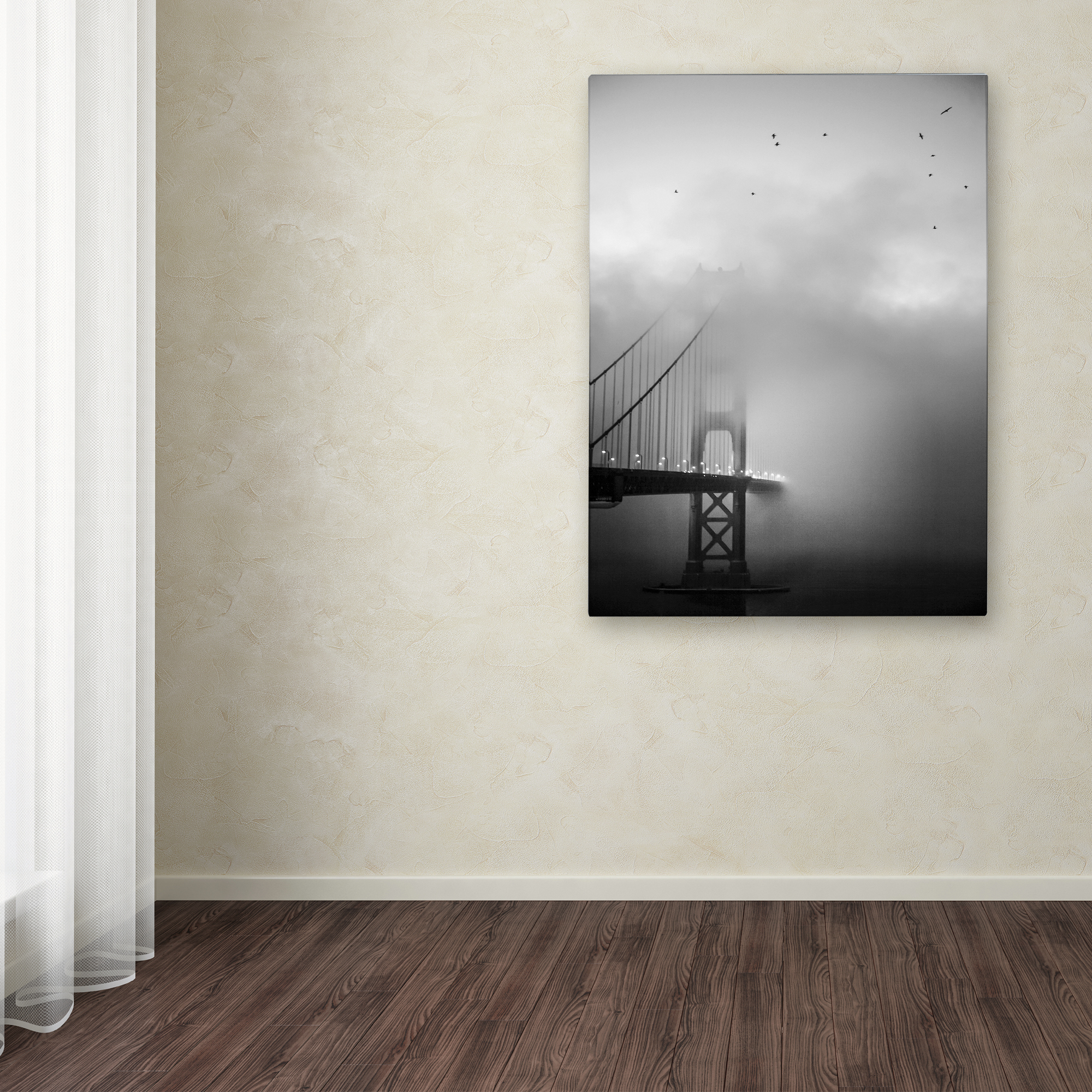 Trademark Fine Art "Golden Gate and Birds" Canvas Art by Moises Levy