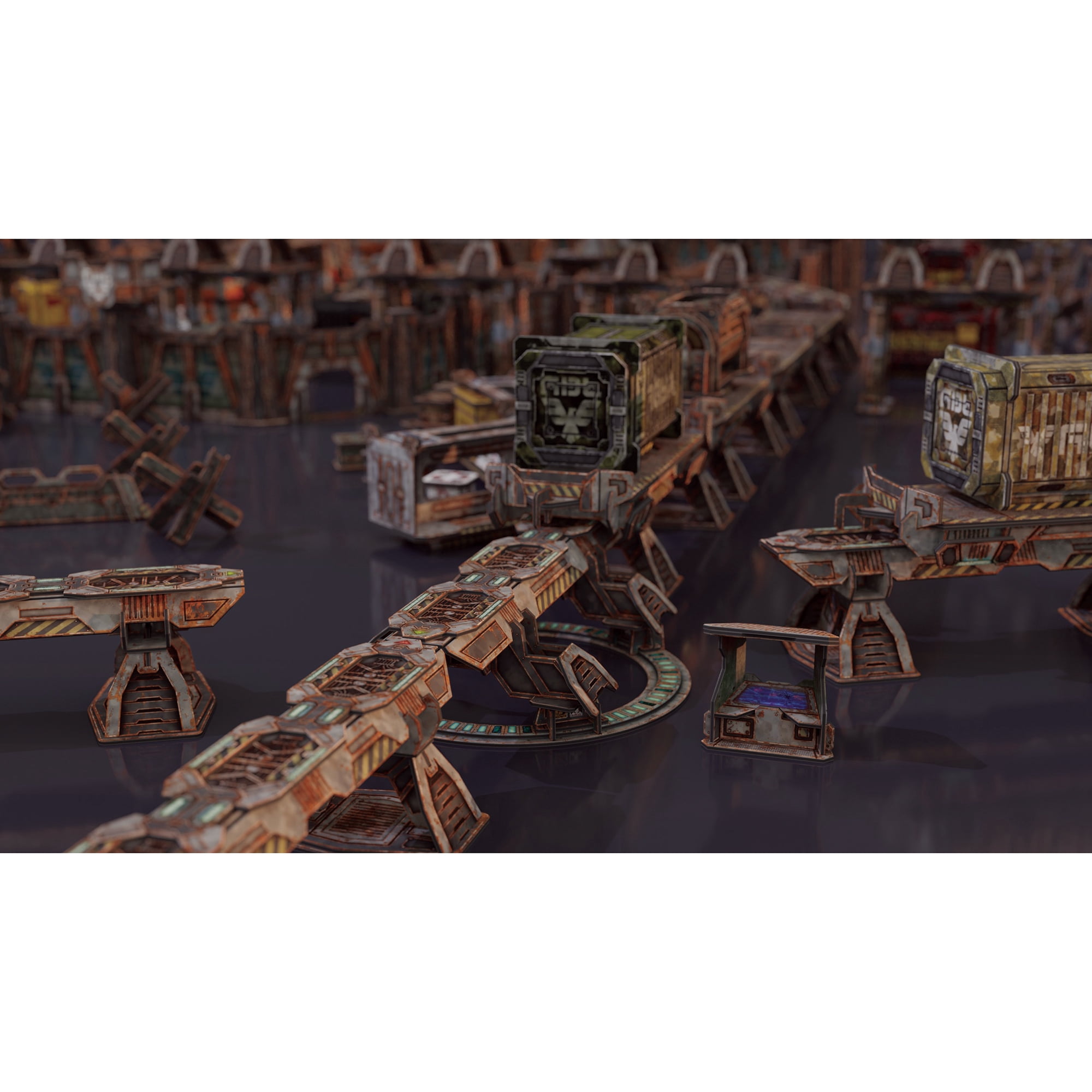 TinkerTurf Sci-Fi Terrain: MagLev Rail Starter - Abandoned Theme