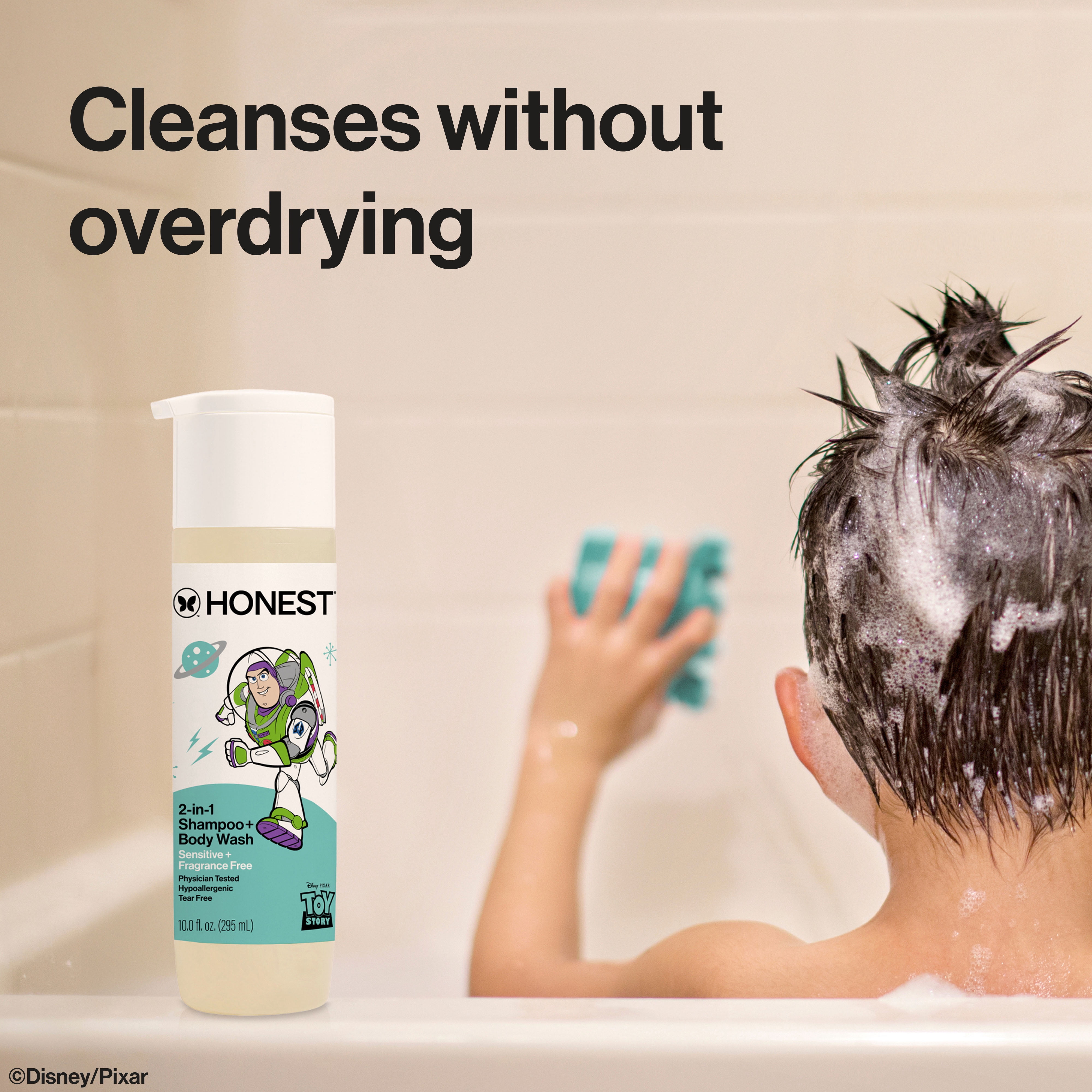 The Honest Company Disney Pixar's Toy Story 2-in-1 Shampoo and Body Wash, Fragrance Free, 10 fl oz