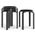 thumbnail image 1 of Costway Set of 4 18" Stacking Stool Round Dining Chair Backless Wood Home Decor Black, 1 of 9