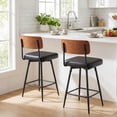 thumbnail image 4 of Costway 27” Padded Counter Barstools Set of 4 with Wooden Backrest & Metal Legs, Footrest Black, 4 of 8