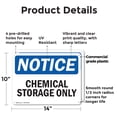 thumbnail image 2 of (2 Pack) Chemical Storage Only OSHA Notice Sign 14 Inch X 10 Inch Plastic Sign, Weather Resistant, UV Protected for Workplace, Business, and Construction Site, Made in the USA, 2 of 8