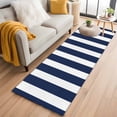 thumbnail image 2 of Navy Blue Striped Large Area Rugs for Bedroom Living Room, Soft Non Slip Carpet Bedside Rug, Modern Farmhouse Blue White Stripes Rectangular Floor Cover Kitchen Accent Rug 2'x6' for Office, 2 of 9