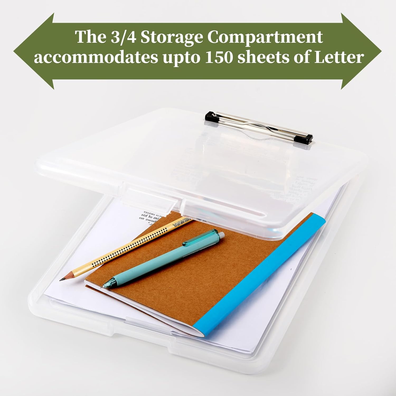 6 Pack Clear Clipboards with Storage, Plastic Storage Clipboard with Low Profile Clip, Clear High Capacity Nursing Clipboard, Heavy Duty Nursing Clipboards for Office, Nurse, 9.4x13.4x0.9 in