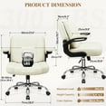 thumbnail image 3 of COOLHUT Criss Cross Office Chair with Flip Padded Backrest, Comfy PU Leather Cross Legged Desk Chair, Flip-Up Arms & Extra-Wide Seat for Home Office, Vanity Chair, Beige, 3 of 19