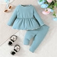 thumbnail image 2 of Sngxgn Girls' Clothing Sets 2 Piece Hoodie Long Sleeve Shirts Bell Bottom Cute Fall Outfits Sweatsuits(Light Blue,12), 2 of 8