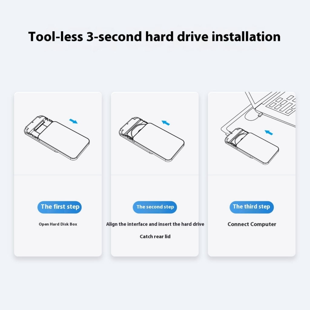 Drrntien 5Gbps 2.5inch USB3.0 Hard Drive Enclosure External Hard Drive Case Portable