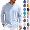 thumbnail image 2 of Men's Breathable Long Sleeve Crew Neck T-Shirt Solid Color Athletic Workout Top for Gym Running & Casual Wear, 2 of 7