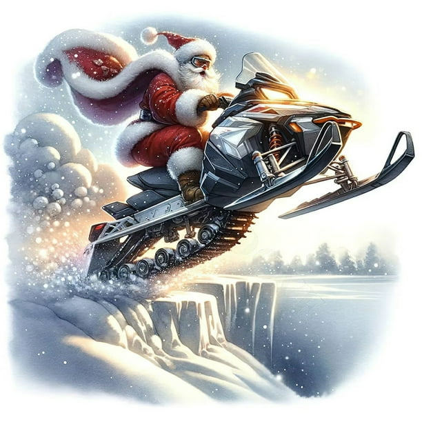 Pintura de diamante 5D DIY taladro redondo completo Kit de Papá Noel volador decoración del hogar 40x40cm