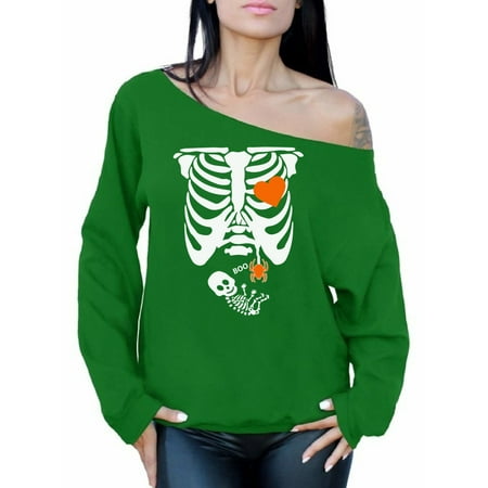 Awkward Styles Women's Halloween Graphic Off Shoulder Tops Oversized Sweatshirt Skeleton Baby