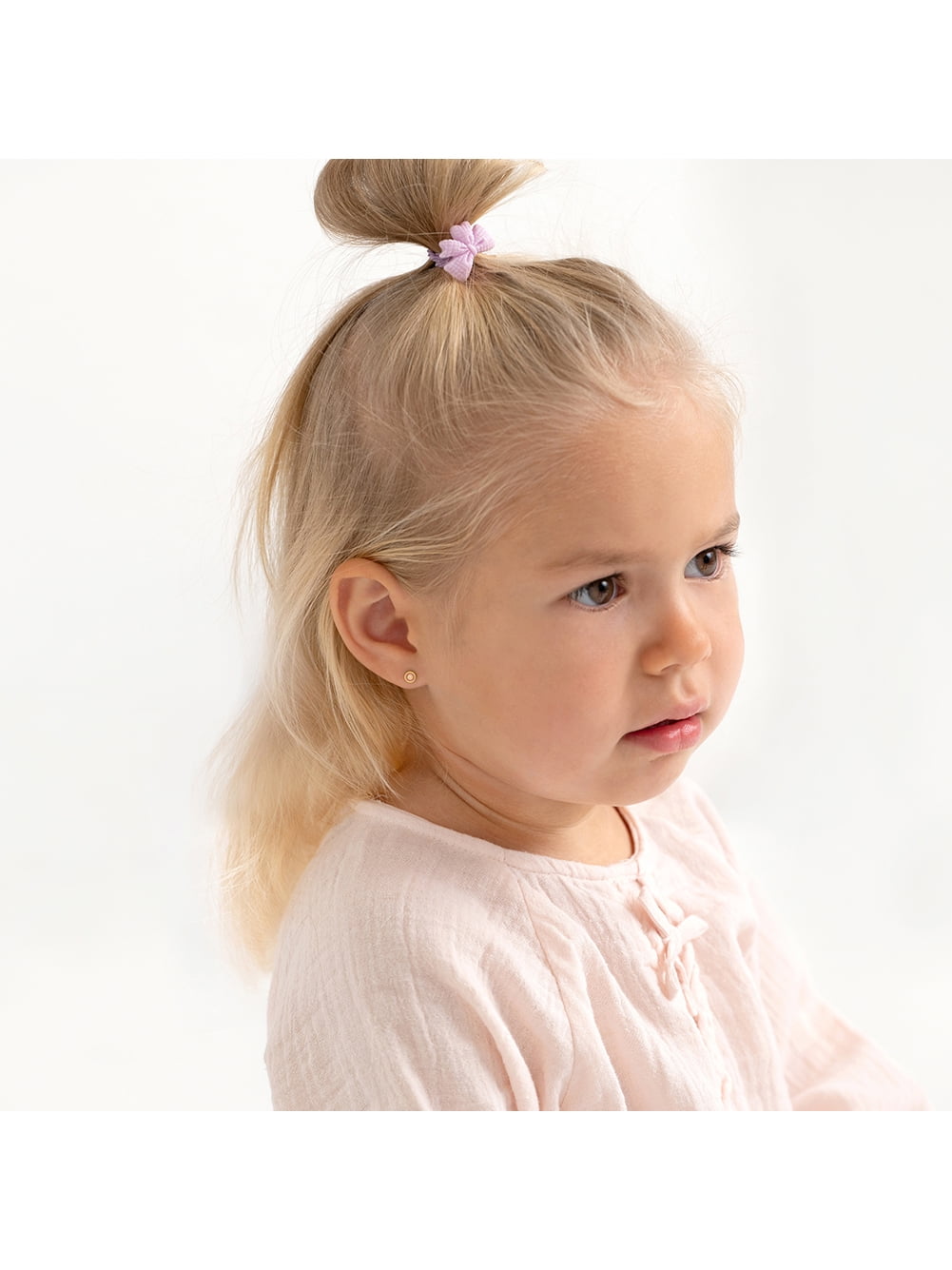 14k Gold Pink Donut Baby / Toddler / Kids Earrings Safety Screw Back Enamel