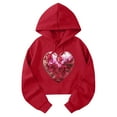 thumbnail image 4 of Xdegoge Heart Long Sleeve Sweatshirts for Women Cropped Hoodie with Sequin Heart Print Valentine's Day Sweatshirt, 4 of 6
