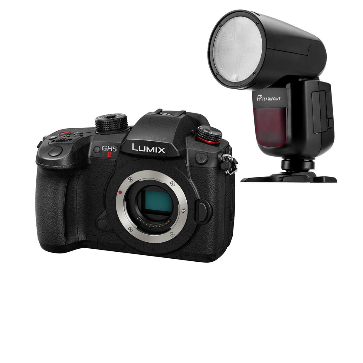 Soeverein telex commentator Panasonic Lumix GH5 II Mirrorless Digital Camera Body Bundle with  Flashpoint Zoom Li-on X R2 TTL Round Flash Speedlight - Walmart.com