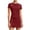 Wine, variant on Ohufall 2PC Womens Short Skirt Sets Sport Short Sleeve Crew Neck Solid Color Elastic Waist Top with Short Skirt Sets