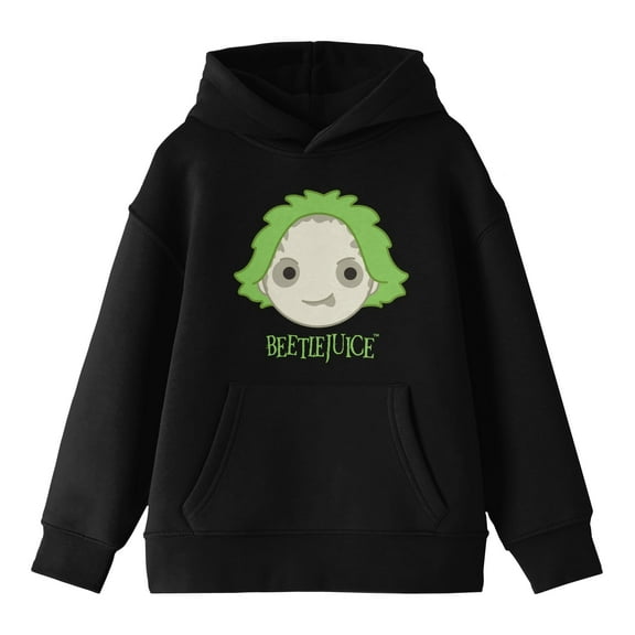 Beetlejuice Chibi Head Youth Boys Black Hoodie-XS