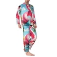 thumbnail image 2 of Pofeuu Tropical Flamingo Pool Float Print Men's Long Sleeve Pajama Set Pijamas Para Hombres Pijamas Para Hombres Mens Pajamas Set-Medium, 2 of 7