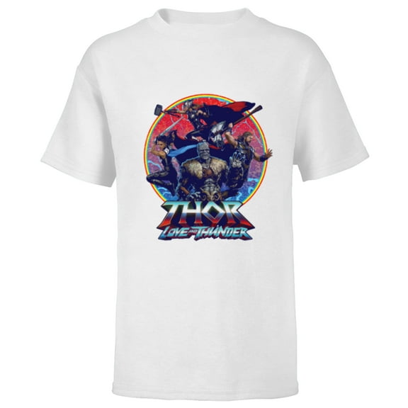Marvel Thor: Love and Thunder Character Badge - Short Sleeve T-Shirt for Kids - Customized-White