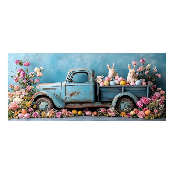YoeXGDS 1PC Happy Easter Garage Door Decorations 5 x 7 FT Funny Rabbit Easter Egg Door Cover Garage Door Banner for Outdoor Indoor Spring Cute Rabbit Party Photo Background Photography Decor
