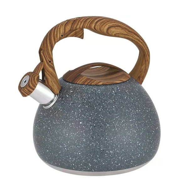Whistling Kettle, 3L Stainless Steel Stove Grain Wood with Hob/Stove