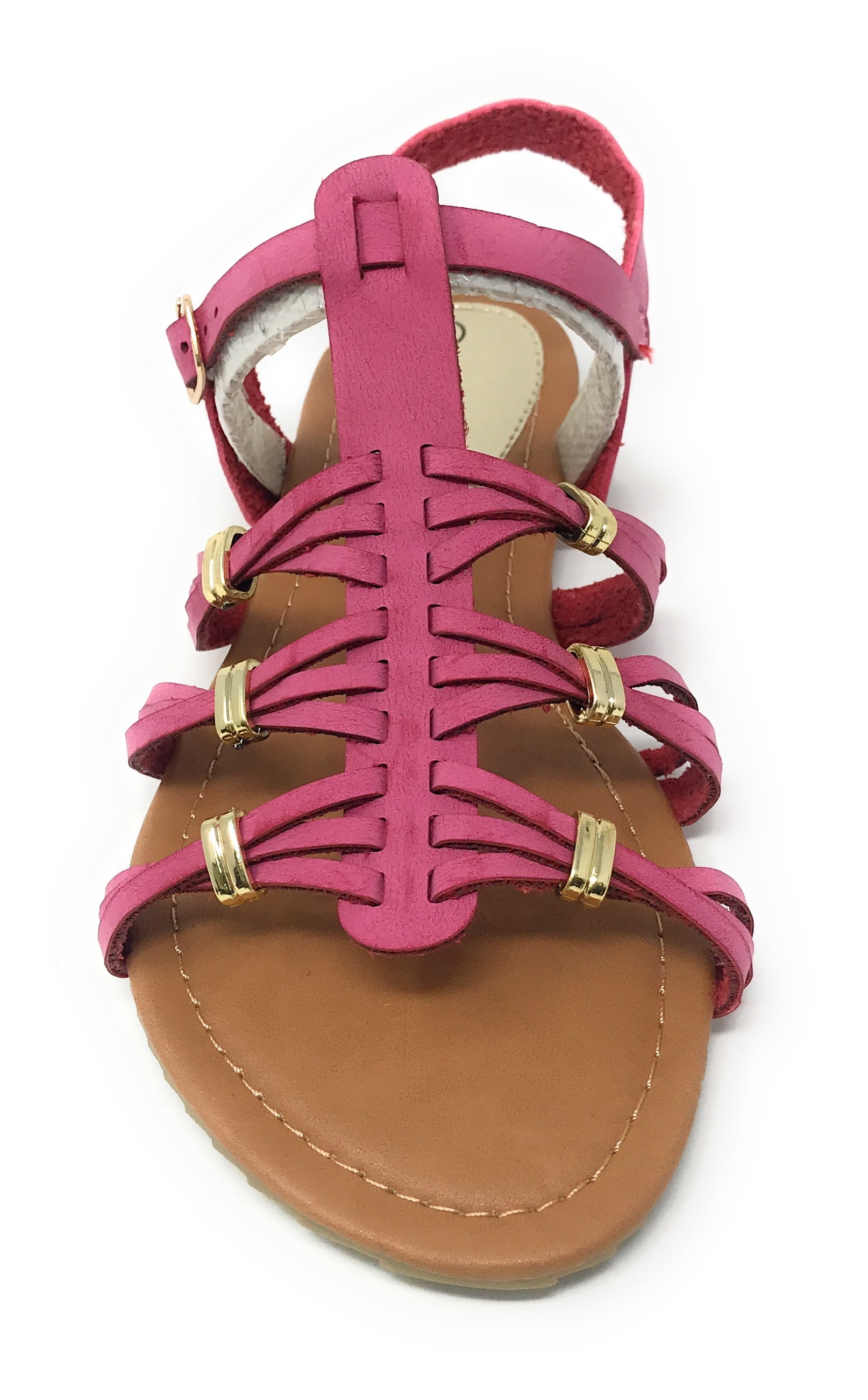 Victoria K Women's Gladiator Multi Braid With Gold Trim Sandals